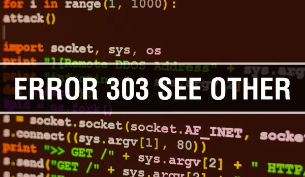 Error 303 See Other with Binary code digital technology backgro — Stock Photo, Image